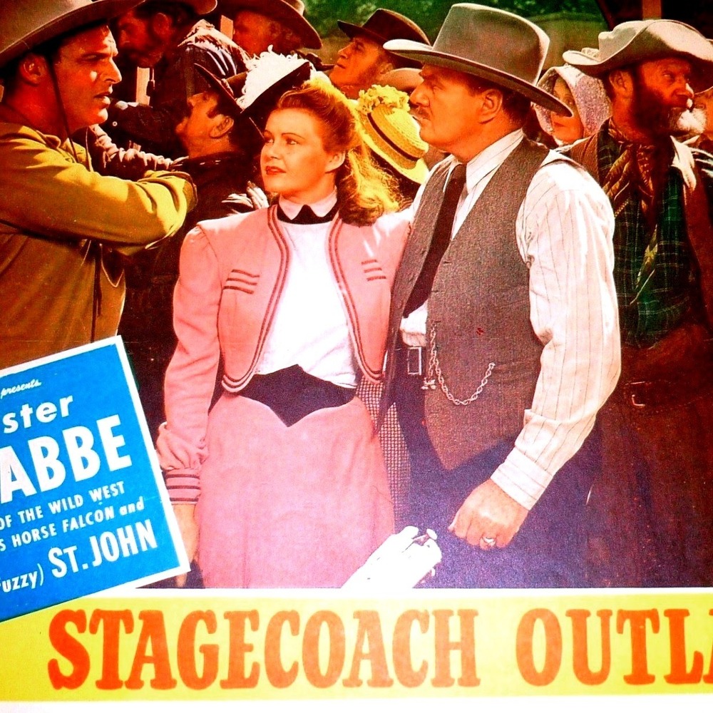 1945 Stagecoach Outlaws Original‎ Lobby Card 11x14 Buster Crabbe PRC B-Western